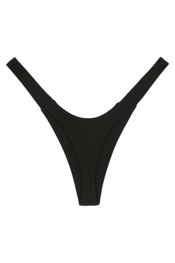 Black seamless bamboo women’s thong, back view flat lay product photo