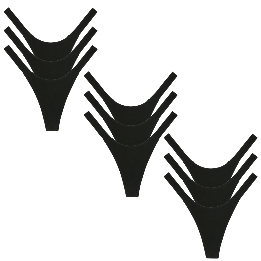 Set of black bikini bottoms on a white background