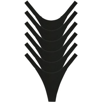 Stack of black women's underwear on a white background