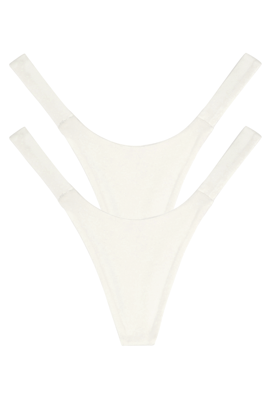 Two white seamless Tanboocel™ panties for women, multipack underwear, front view flat lay