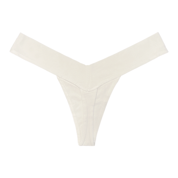 White V-shaped bamboo womens panty, back view flat lay photo